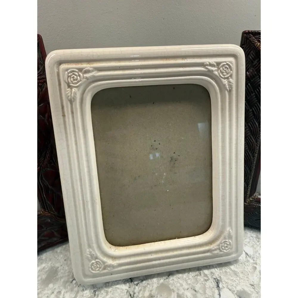 Collection of 3 Vintage Desktop Frames 4X6 Brown and White